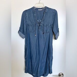 Denim Lace-Up Dress